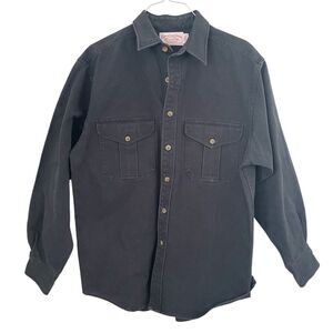 Vintage CC Filson Alaskan Guide Shirt Dark Grey charcoal Twill Mens Sz L